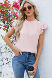 Ruffled Round Neck Cap Sleeve Blouse - Trendsi - Flyclothing LLC