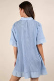 VERY J Pleated Detail Button Down Mini Dress - Trendsi - Flyclothing LLC