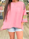 Floral Color Block Patchwork Long Sleeve Top - Trendsi - Flyclothing LLC