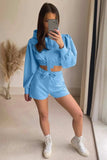 Drawstring Long Sleeve Hooded Top and Shorts Set - Trendsi - Flyclothing LLC