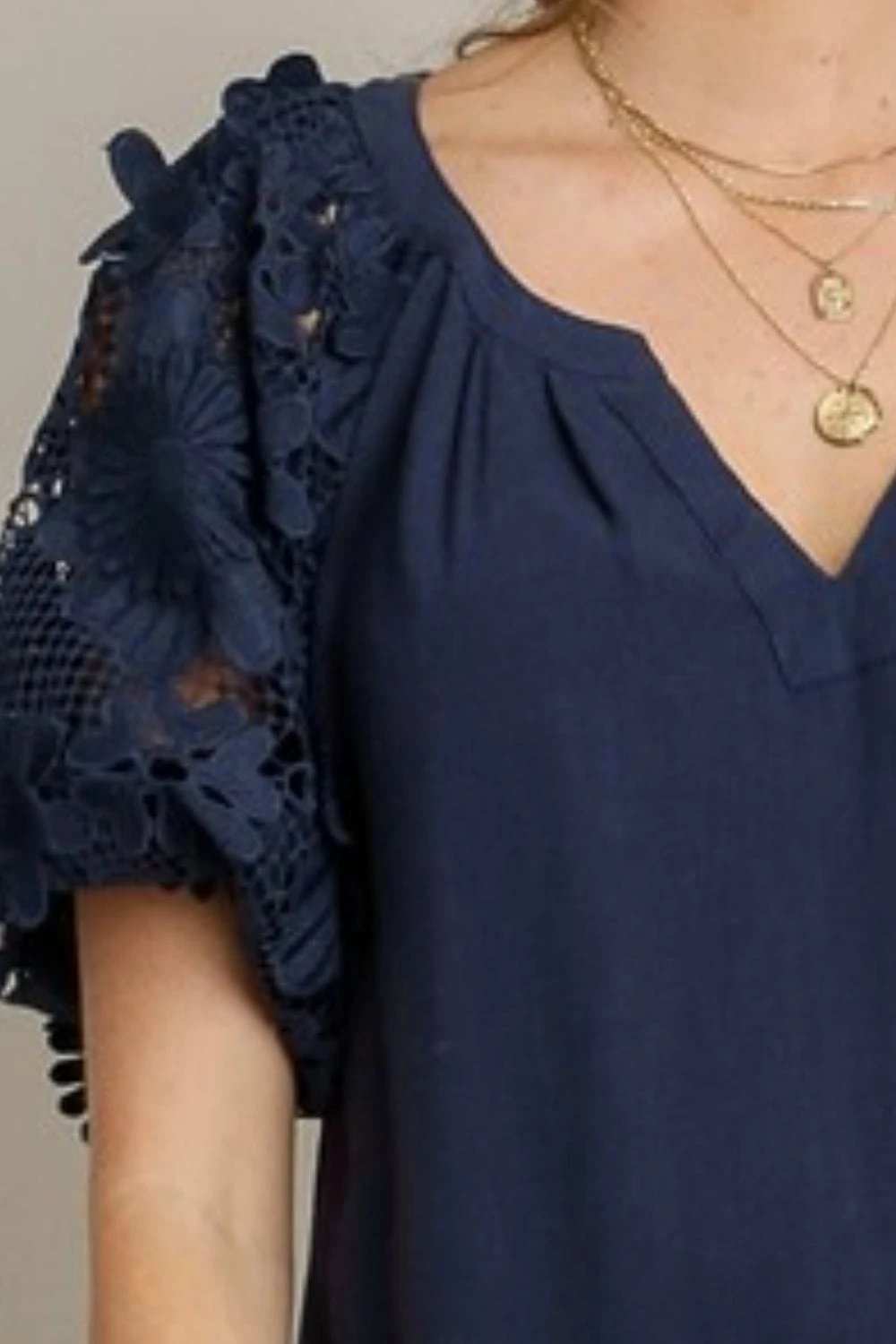 Umgee Full Size French Terry Boxy Cut Top with 3D Floral Sleeve Plus Size - Trendsi - Flyclothing LLC