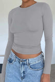 Round Neck Long-Sleeve Top - Trendsi - Flyclothing LLC