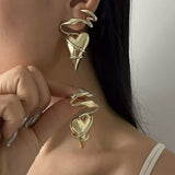 Heart-Shaped Twisted Wire Earrings - Trendsi - Flyclothing LLC