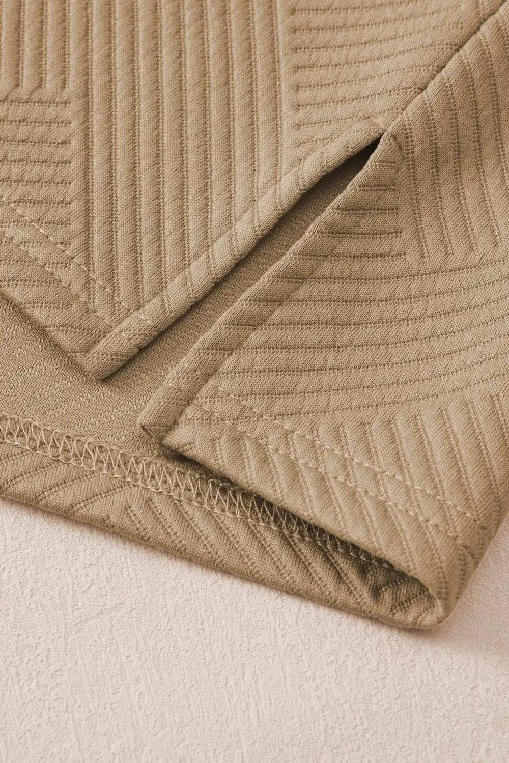 Textured Collared Neck Top and Wide Leg Pants Set - Trendsi - Flyclothing LLC