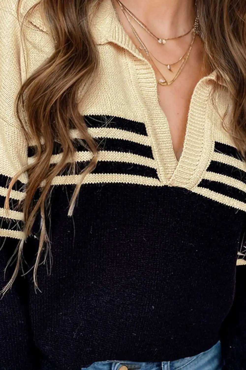 Johnny Collar Long Sleeve Sweater - Trendsi - Flyclothing LLC