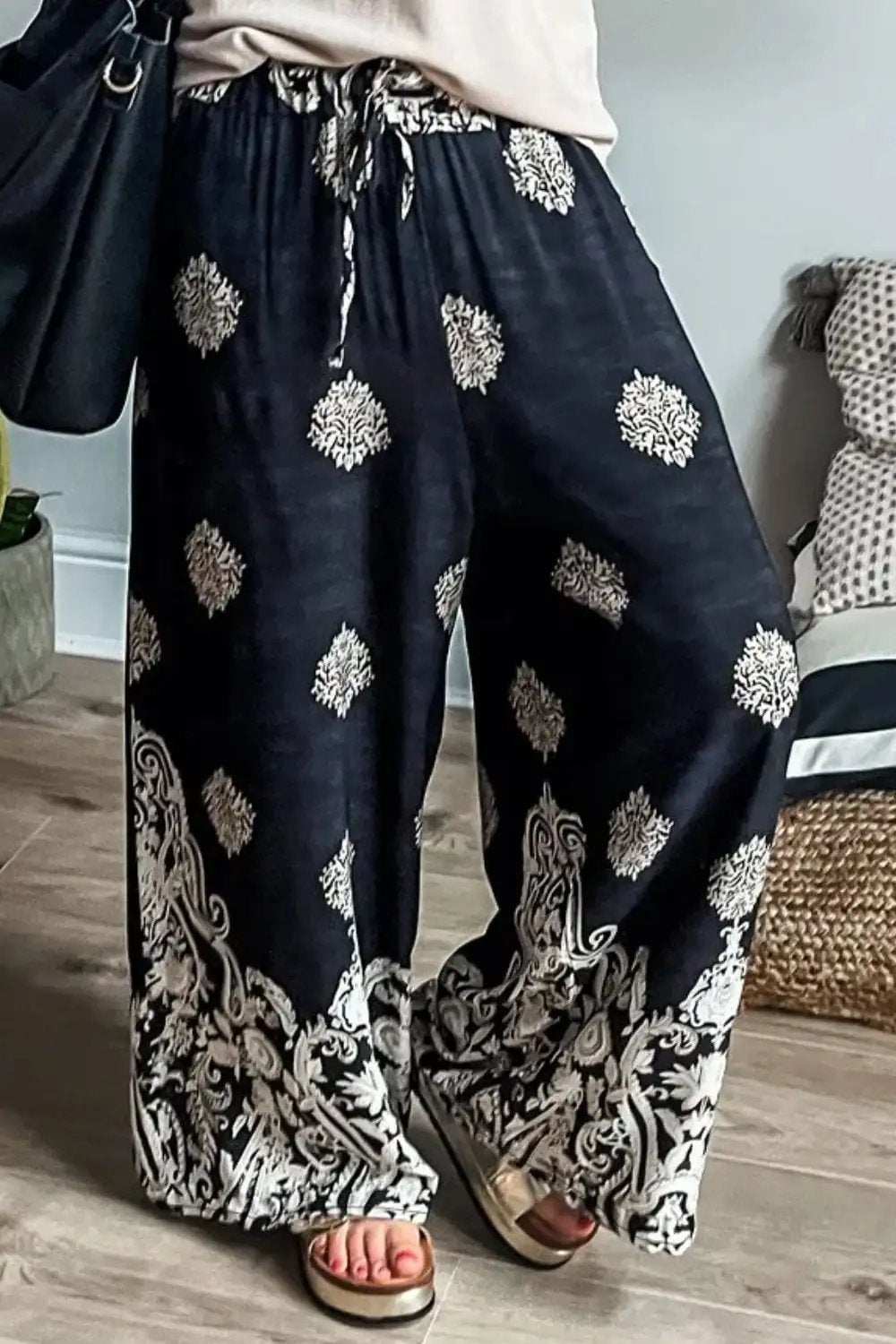 Printed Wide Leg Pants - Trendsi - Flyclothing LLC