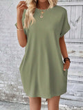 Round Neck Short Sleeve Mini Dress - Trendsi - Flyclothing LLC
