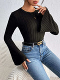 Round Neck Flare Sleeve T-Shirt - Trendsi - Flyclothing LLC