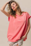 BiBi French Terry Drop Shoulder Basic Top - Trendsi - Flyclothing LLC