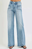 RISEN Full Size Mid Rise Wide Jeans with Front Patch Pocket Plus Size - Trendsi - Flyclothing LLC