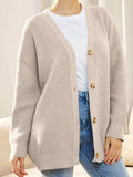 Button Down V-Neck Long Sleeve Cardigan - Trendsi - Flyclothing LLC