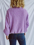Round Neck Dropped Shoulder Long Sleeve Sweater - Trendsi - Flyclothing LLC