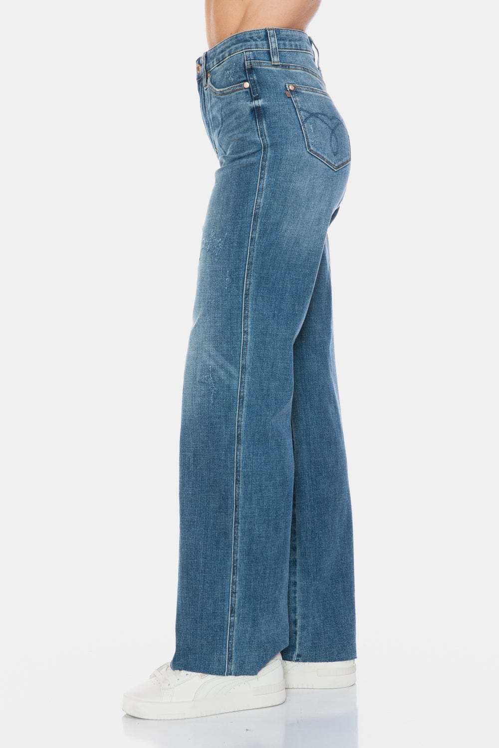 Judy Blue Full Size Tummy Control Cut Raw Hem Straight Jeans - Trendsi - Flyclothing LLC