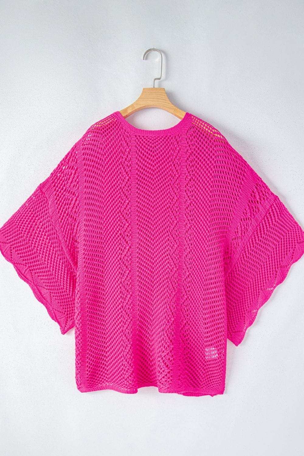 Scallop Edge Half Sleeve Pointelle Knit Top - Trendsi - Flyclothing LLC