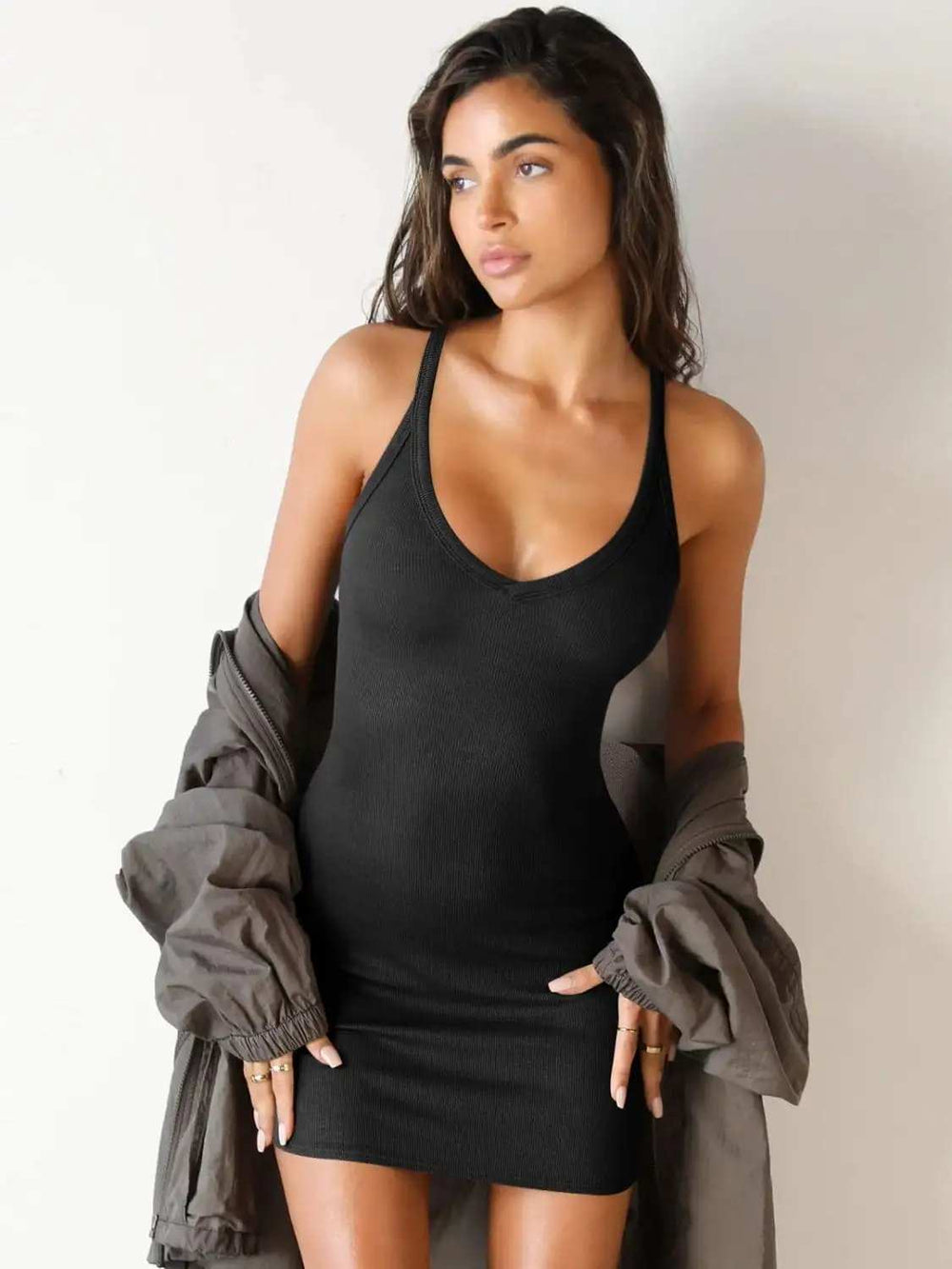 Scoop Neck Wide Strap Mini Dress - Trendsi - Flyclothing LLC