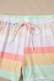 Rainbow Striped Round Neck T Shirt and Shorts Lounge Set - Trendsi - Flyclothing LLC