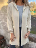 Full Size Open Front Drop Shoulder Hooded Cardigan Plus Size - Trendsi - Flyclothing LLC