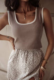 Contrast Edge Scoop Neck Wide Strap Knit Tank - Trendsi - Flyclothing LLC