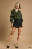 Umgee Full Size Floral Velvet Blouse with Balloon Sleeves Plus Size - Trendsi - Flyclothing LLC