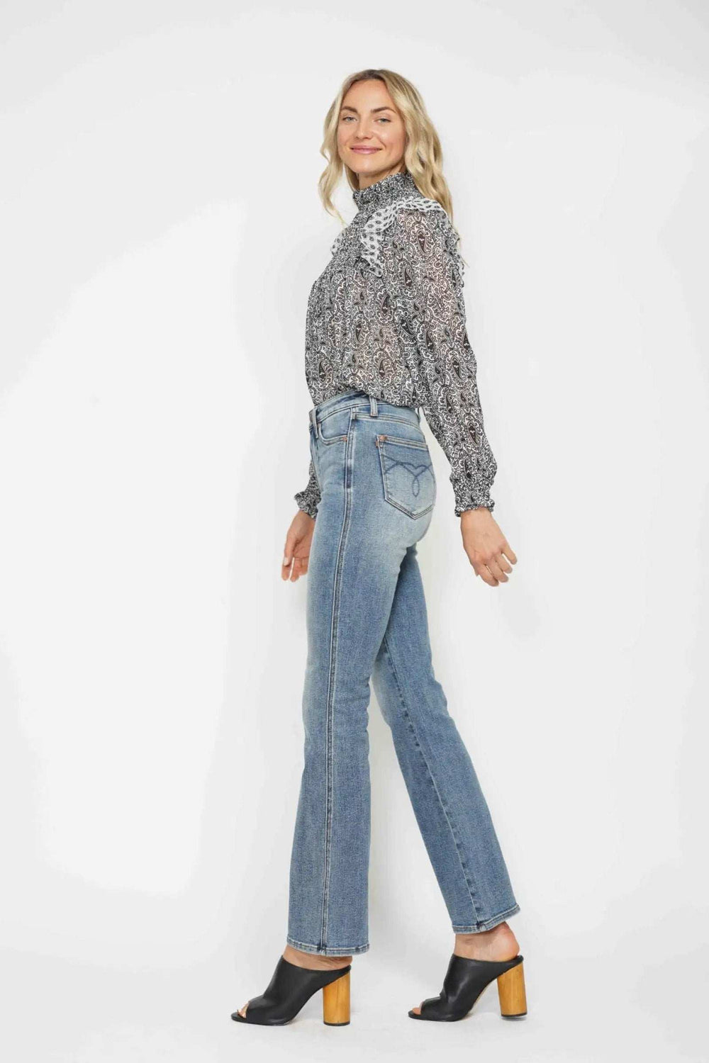 Judy Blue Full Size Tummy Control Back Embroidered Pocketed Bootcut Jeans Plus Size - Trendsi - Flyclothing LLC