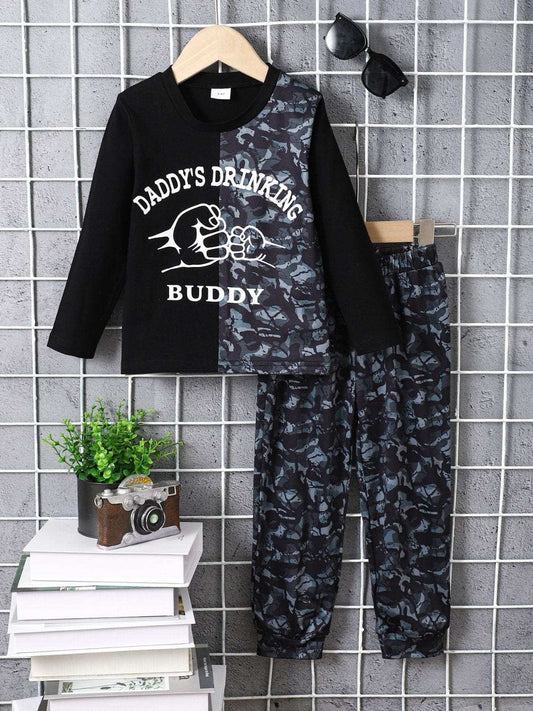 Children's Camouflage Color Block Top and Pants Set - Trendsi - Flyclothing LLC