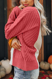 Color Block Textured Drop Shoulder Sweater - Trendsi - Flyclothing LLC