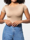 Full Size Round Neck Short Sleeve Bodysuit - Trendsi - Flyclothing LLC