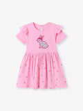 Children's Bunny Applique Ruffle Sleeve Dress - Trendsi - Flyclothing LLC