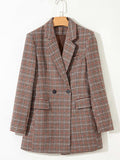 Houndstooth Lapel Collar Blazer - Trendsi - Flyclothing LLC