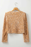 Sequin Open Front Long Sleeve Jacket - Trendsi - Flyclothing LLC