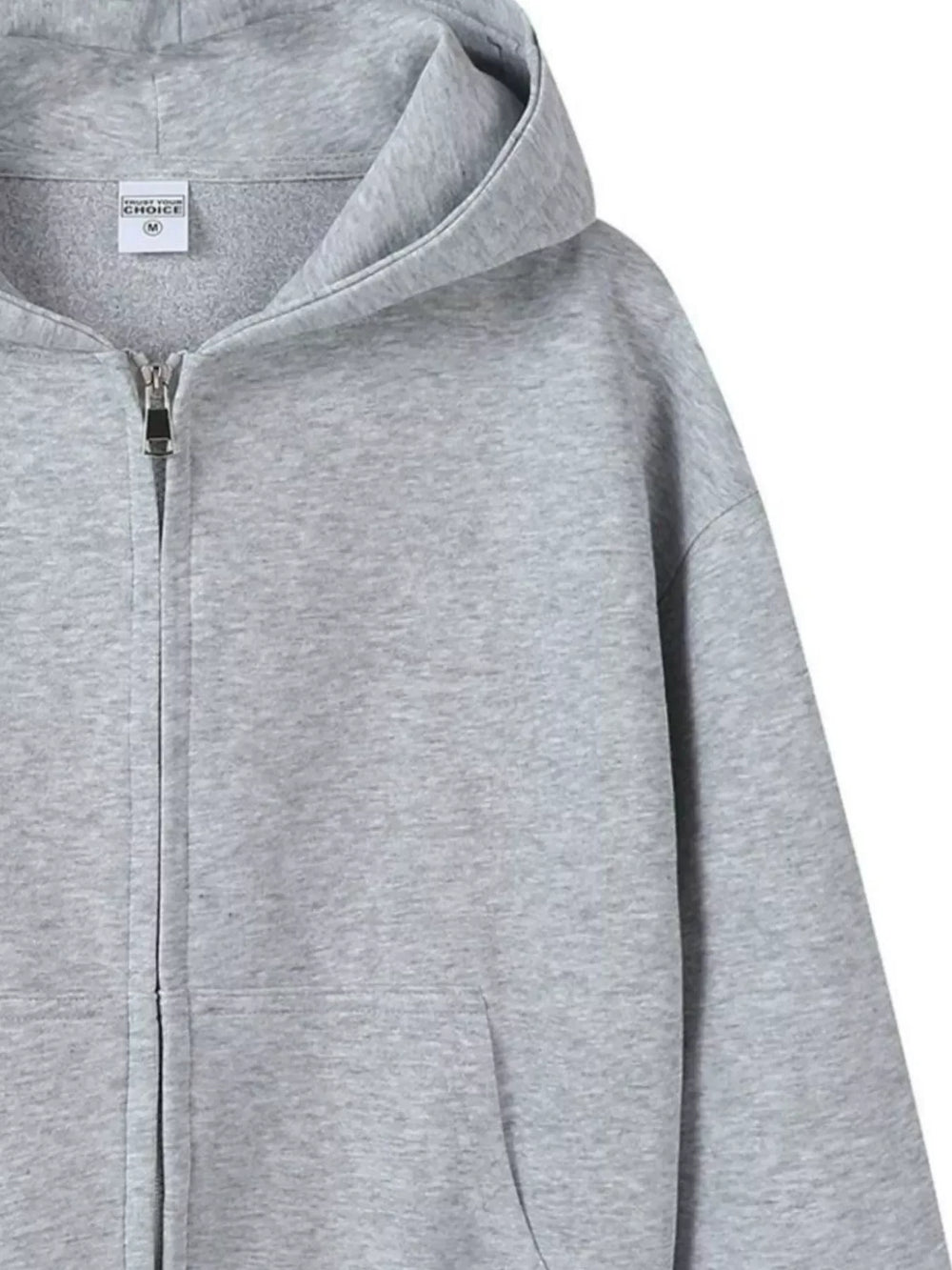 Full Size Casual Zip-Up Long Sleeve Hoodie Plus Size - Trendsi - Flyclothing LLC