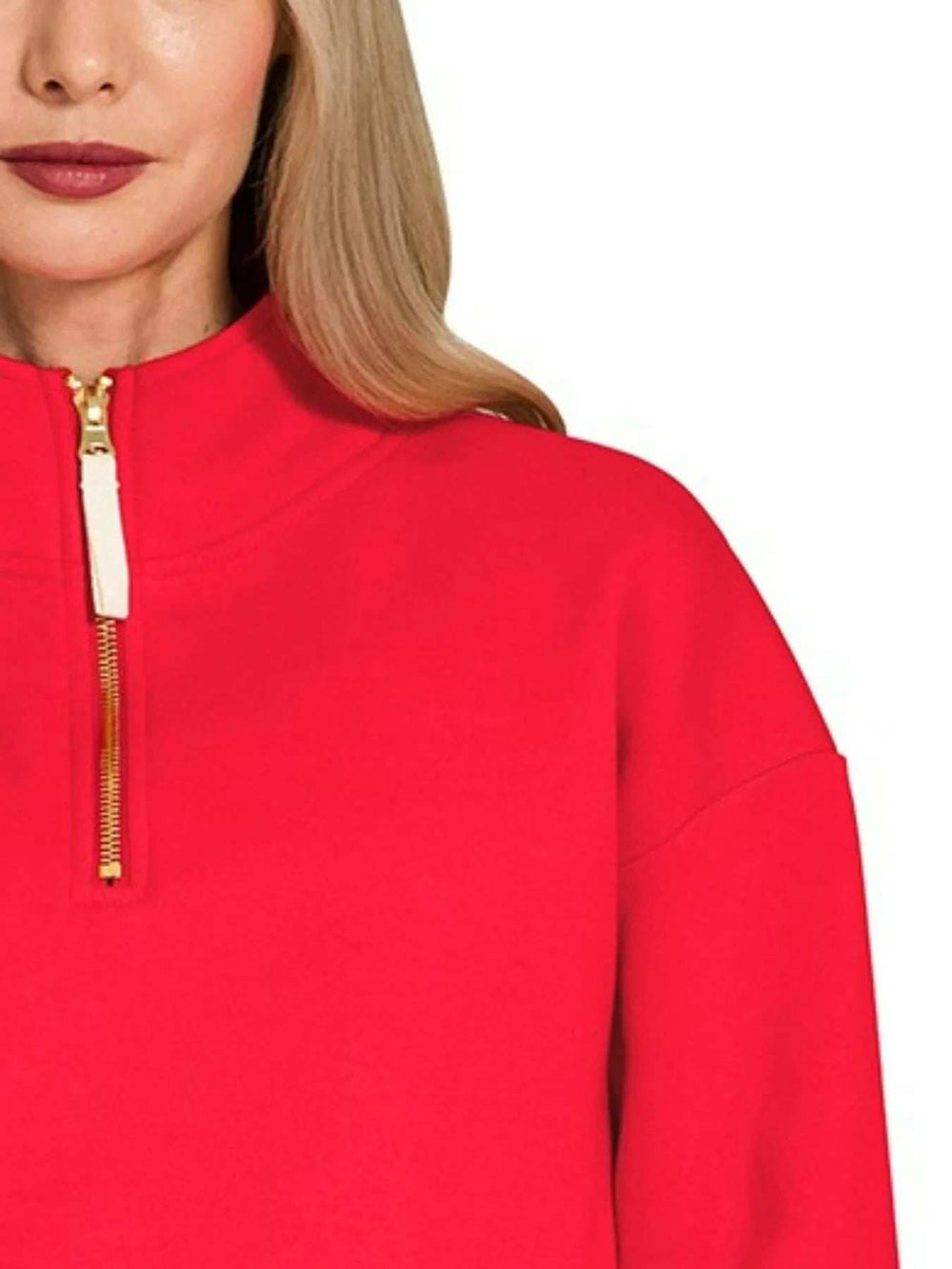 Zenana Fleece Half Zip Sweatshirt - Trendsi - Flyclothing LLC
