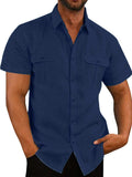 Men's Plus Size Collared Neck Short Sleeve Shirt - Trendsi - Flyclothing LLC
