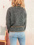 Ribbed Contrast Trim Long Sleeve Sweater - Trendsi - Flyclothing LLC