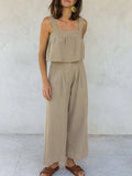 Square Neck Wide Strap Top and Pants Set - Trendsi - Flyclothing LLC