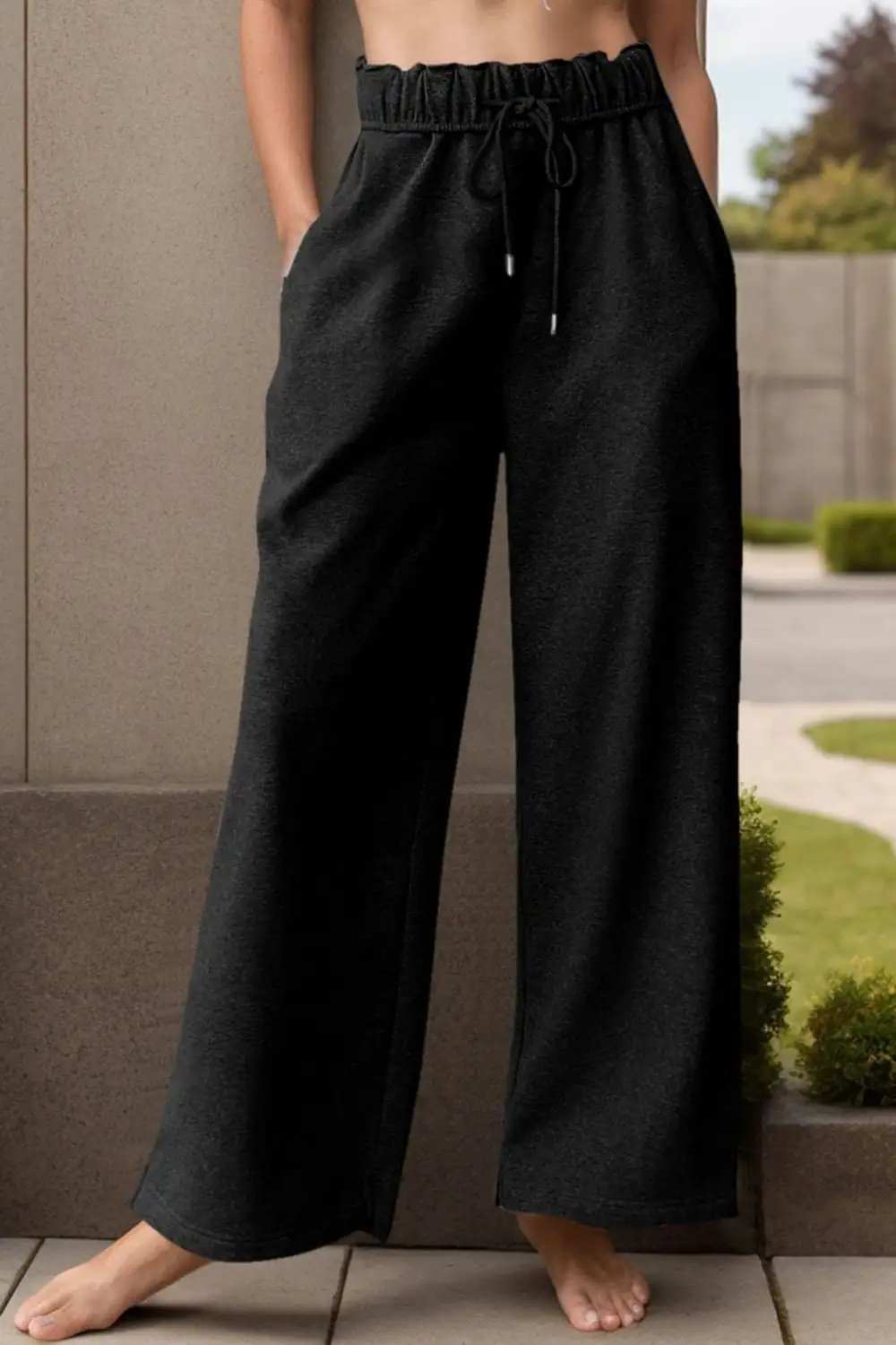 Drawstring Wide Leg Active Pants - Trendsi - Flyclothing LLC