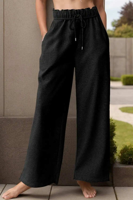Drawstring Wide Leg Active Pants - Trendsi - Flyclothing LLC