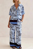 Printed Button Up Shirt and Pants Set Plus Size - Trendsi - Flyclothing LLC