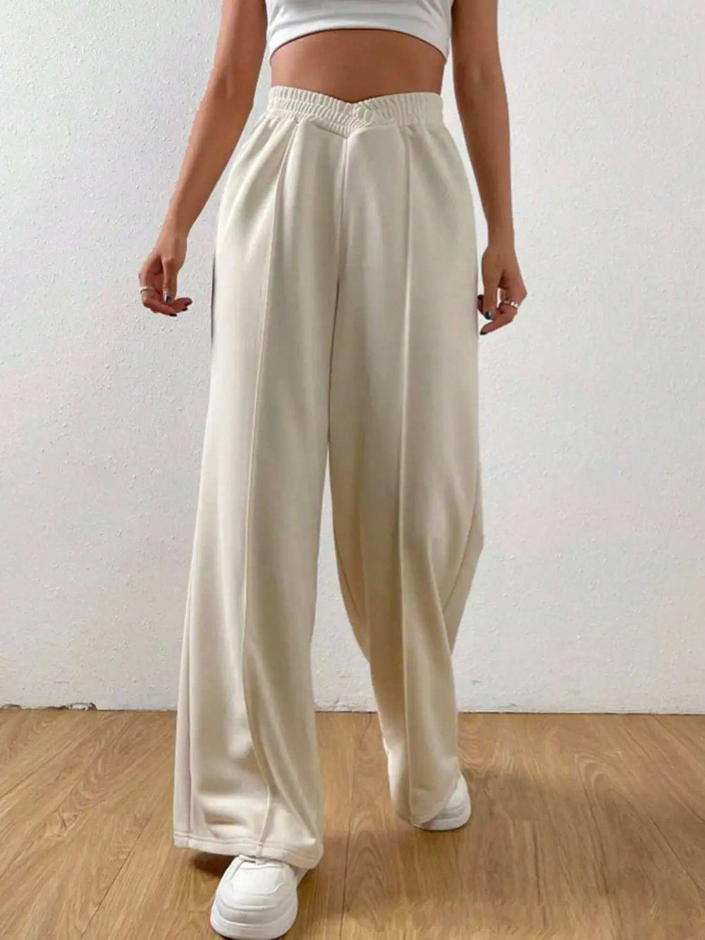 Elastic Waist Wide Leg Pants - Trendsi - Flyclothing LLC
