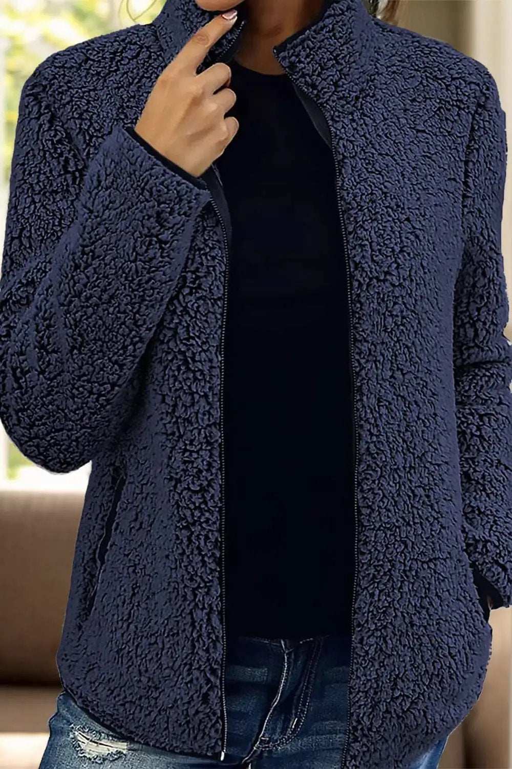 Pocketed Zip Up Turtleneck Jacket - Trendsi - Flyclothing LLC