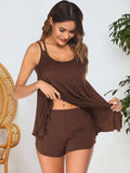 Scoop Neck Top and Shorts Lounge Set - Trendsi - Flyclothing LLC