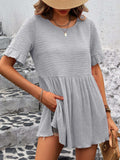 Round Neck Short Sleeve Blouse - Trendsi - Flyclothing LLC