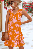 Printed Tie Neck Sleeveless Dress - Trendsi - Flyclothing LLC