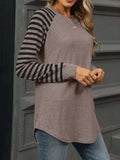 Striped Round Neck Raglan Sleeve T-Shirt - Trendsi - Flyclothing LLC