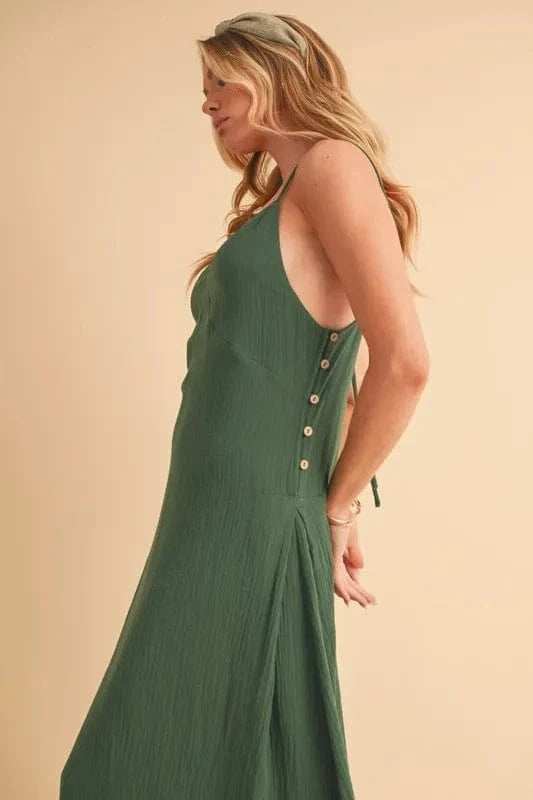 Aemi+Co Side Button Midi Cami Dress - Trendsi - Flyclothing LLC