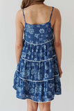 Floral Tiered Square Neck Denim Dress - Trendsi - Flyclothing LLC