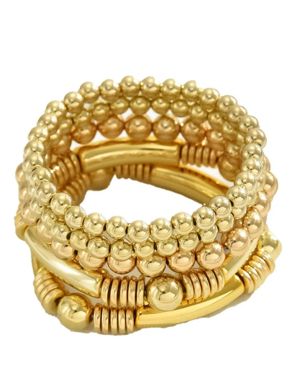 5 Piece Stainless Steel Beaded Bracelet - Trendsi - Flyclothing LLC