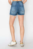 RISEN High Rise Raw Hem Distressed Denim Shorts - Trendsi - Flyclothing LLC