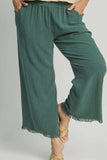 Umgee Full Size Linen Blend Elastic Waistband Wide Leg Pants Plus Size - Trendsi - Flyclothing LLC