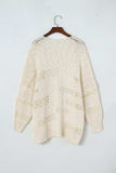 Openwork Open Front Long Sleeve Cardigan - Trendsi - Flyclothing LLC